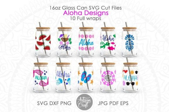 Aloha Designs 16oz Glass Can Graphics for Crafts