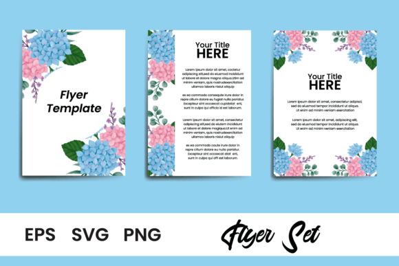 Brochure Flyer Template Hydrangea Flower for Print Templates and Graphics