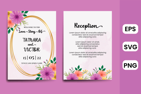 Daisy Flower Wedding Invitation Template for Print Templates and Graphics