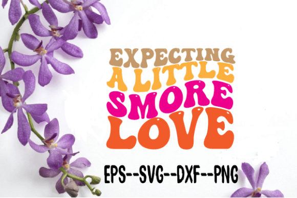 Expecting a Little Smore Love Wavy Retro Graphics