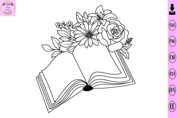 Floral Book Svg for Embroidery