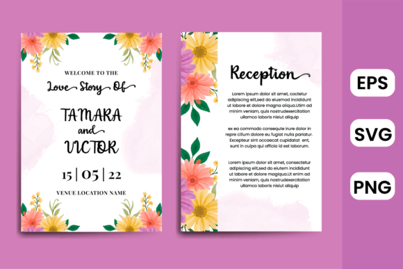 Floral Frame Wedding Invitation Daisy Graphics