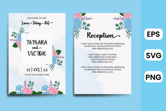 Floral Frame Wedding Invitation Hydrangea Graphic Design Asset
