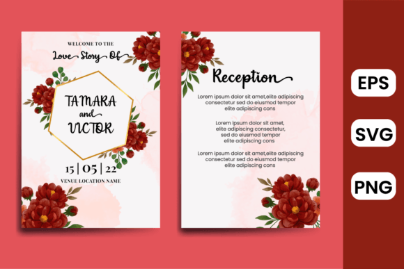 Floral Frame Wedding Invitation - Peony