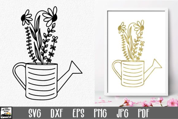 Flower Watering Can SVG File for Graphics and Crafts