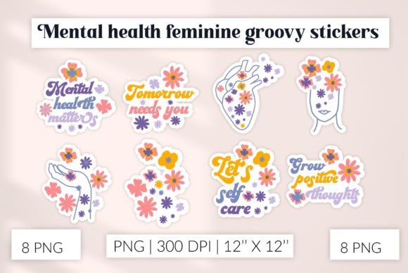 Mental Health Stickers Graphics for Crafts