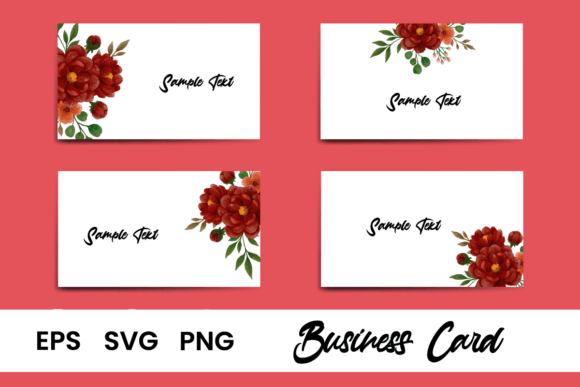 Name Card Peony Flower Watercolor Graphics for Print Templates