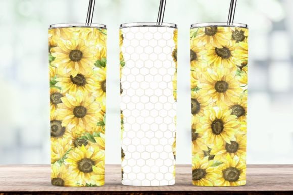 Sunflower and Bee Tumbler 20oz Graphics for Local Business Branding