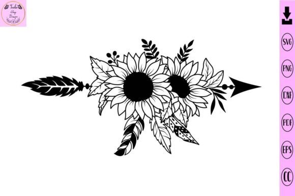 Sunflower Svg Boho Arrow Flower Svg for Graphics and Print Templates