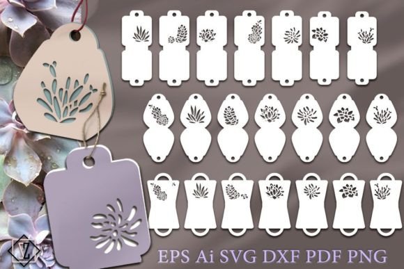 Tags with Succulents. Cutting File for Crafts and Graphics
