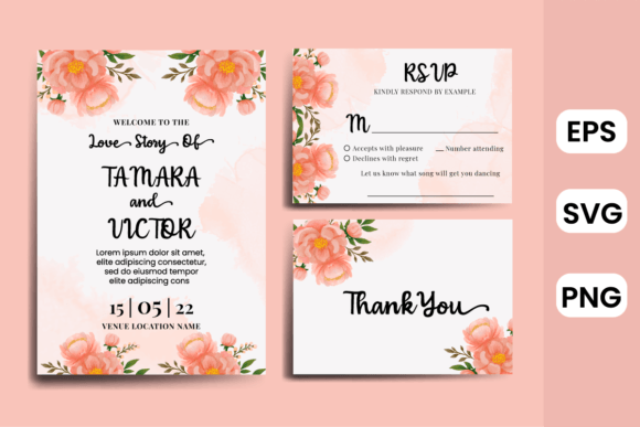 Watercolor Wedding Invitation Peony - A Versatile Graphic Design Asset
