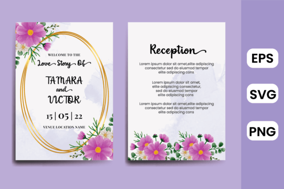 Wedding Invitation Floral Frame Cosmos Graphics