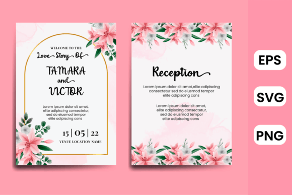 Wedding Invitation Flower Frame Lily SVG Graphics for Print Templates