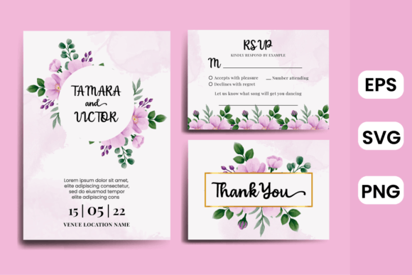 Wedding Invitation Mini Rose Watercolor