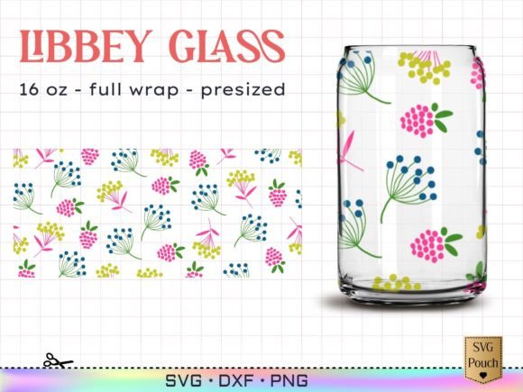 Wildflowers Libbey Glass SVG Wrap for Graphics and Print Templates